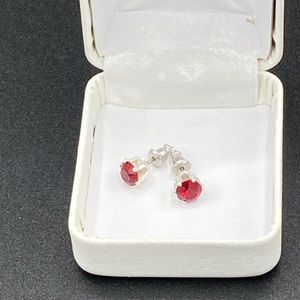 Swarovski Crystal Ruby Red Silver Stud Earrings